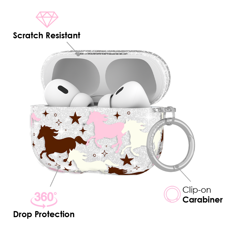Pink Pony Glitter AirPod Case