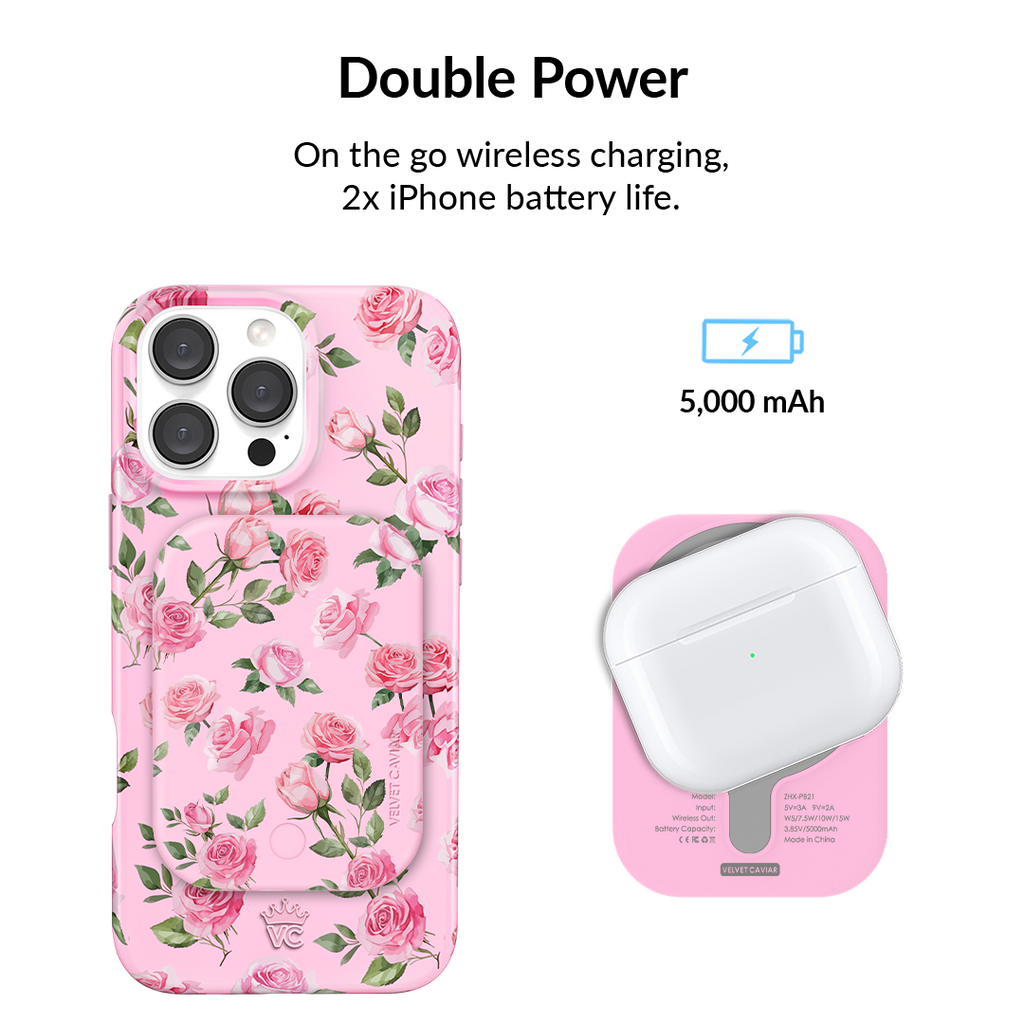 Baby Pink Roses MagSafe Battery Power Pack