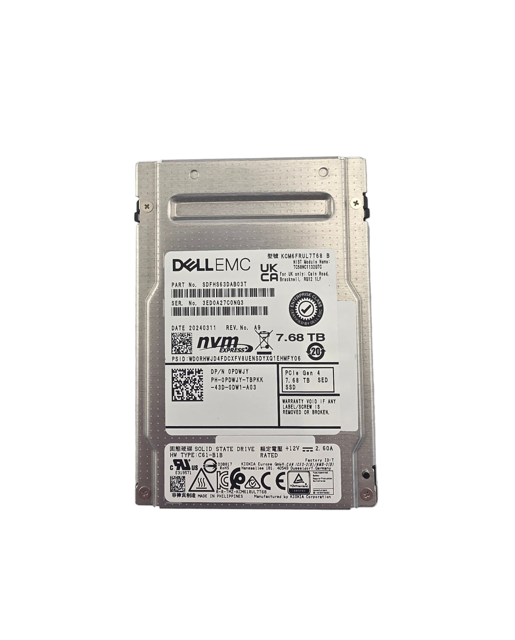 Dell SSD NVME 2.5" 7.68TB TLC Read Intensive Gen4 SED